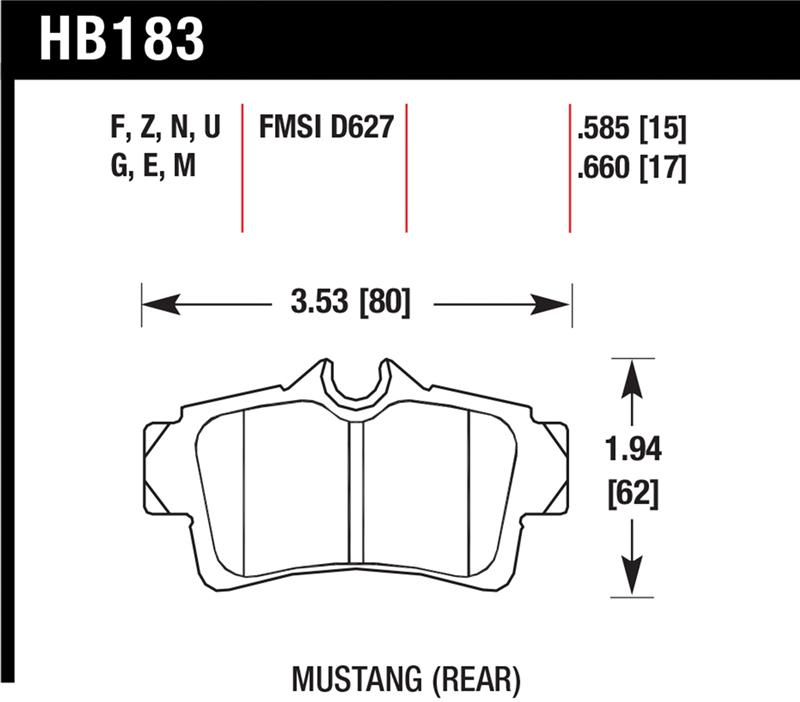 Ford Mustang Brake Pads - Rear - Hawk Performance - Blue 9012 - 2001